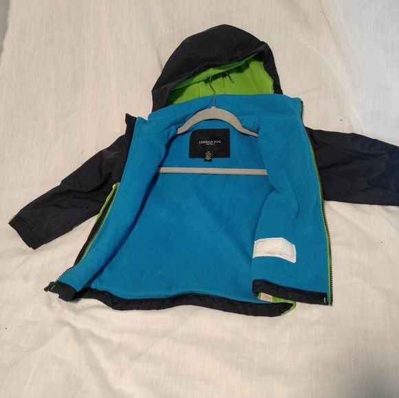 LONDON FOG Boys' Active Jacket Winter Coat Navy Blue, green and silver S 4T - Picture 2 of 9